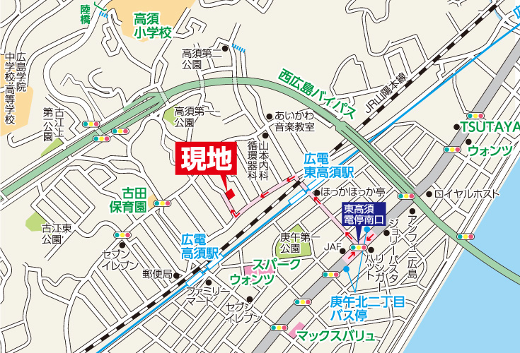 広島市西区高須1丁目8土地分譲住宅現地案内図
